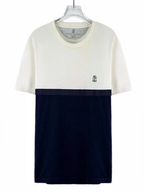 Brunello Cucinelli Color Block Cotton T-Shirt Size Medium Like New